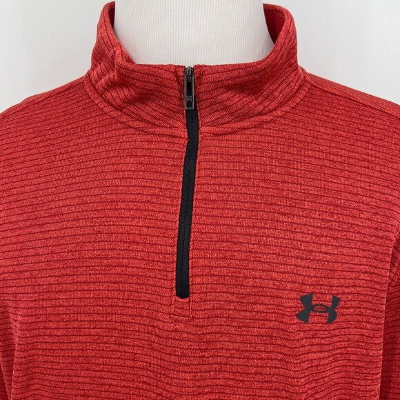 Under Armour Golf Storm Men's 2XL 1/4 zip Pullover Sweatshirt Orange Black Strip - Picture 1 of 6